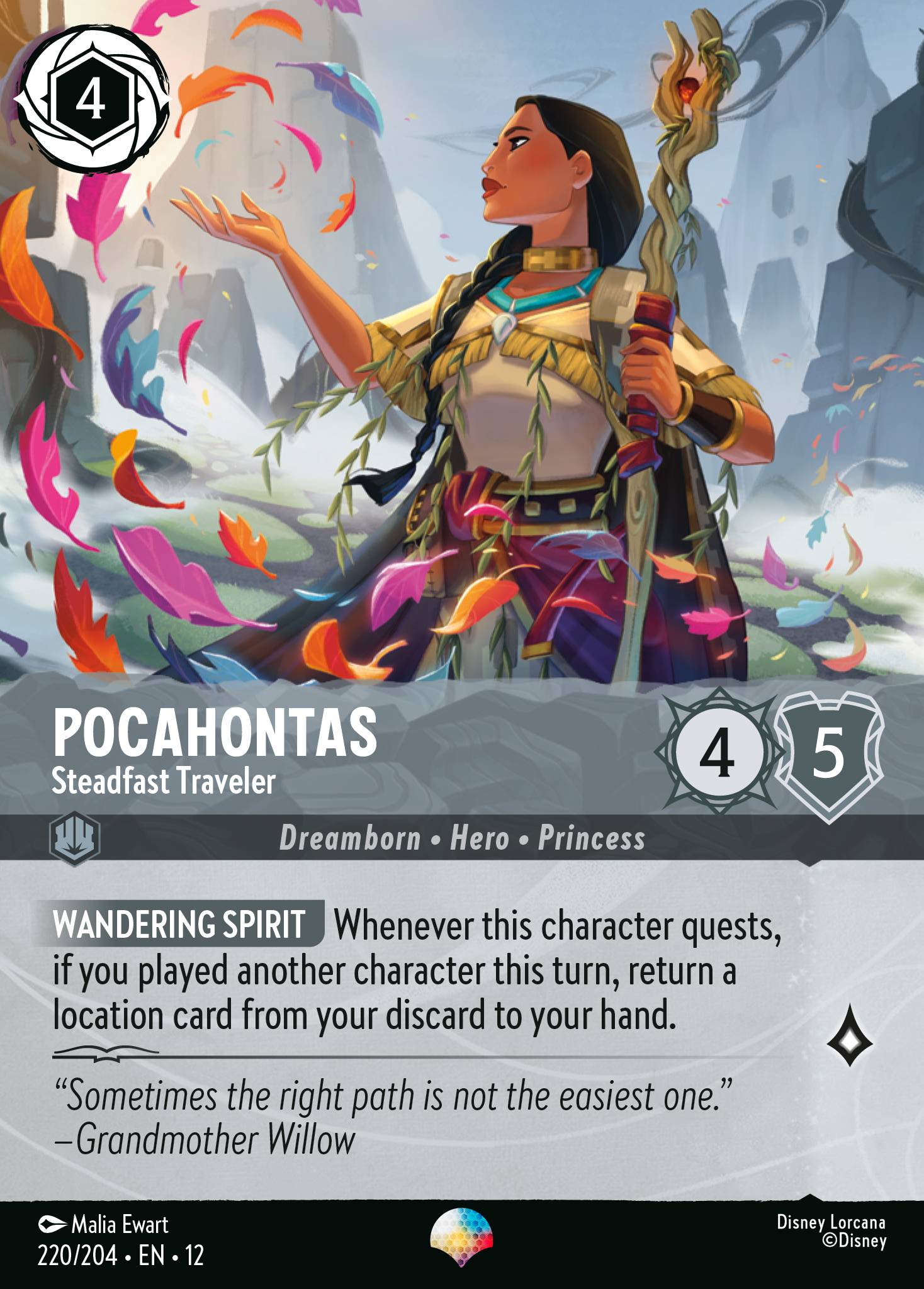 Pocahontas — Steadfast Traveler Disney Lorcana card