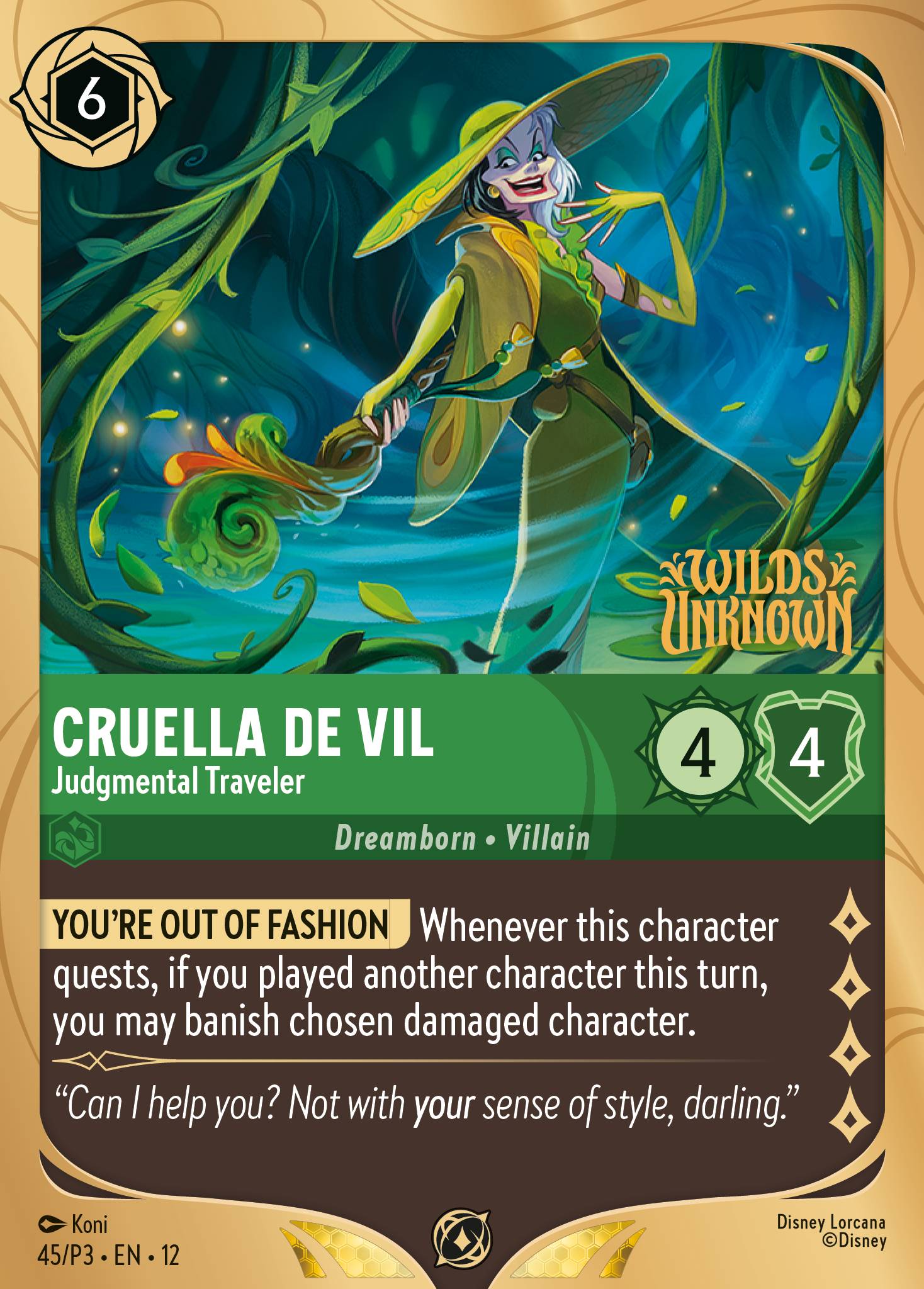 Cruella De Vil — Judgmental Traveler Disney Lorcana card