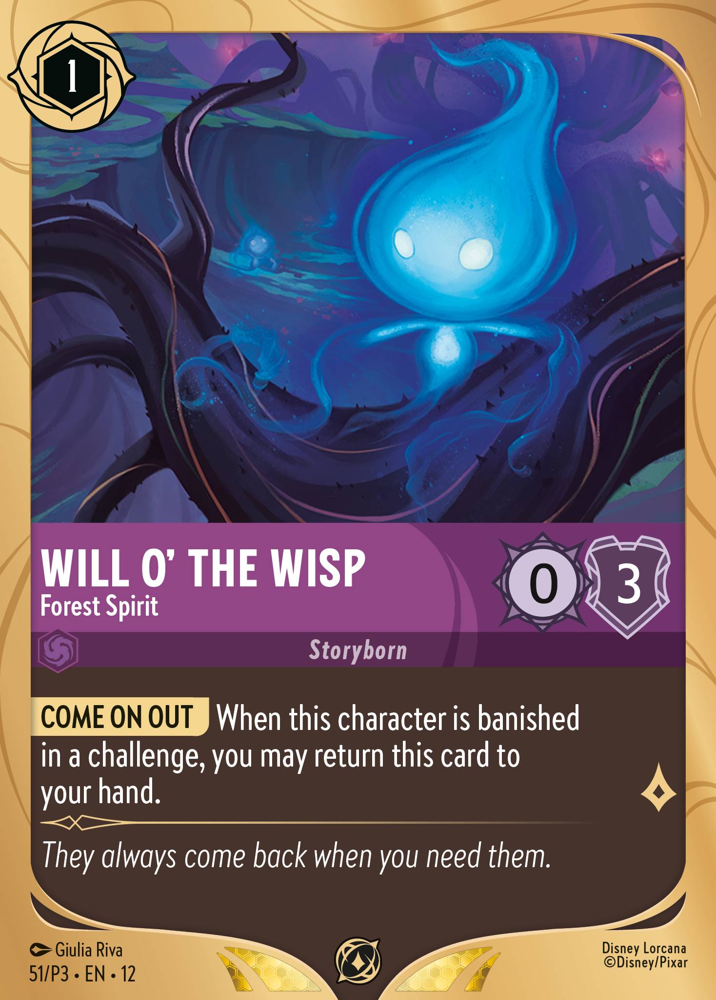 Will o' the Wisp — Forest Spirit Disney Lorcana card
