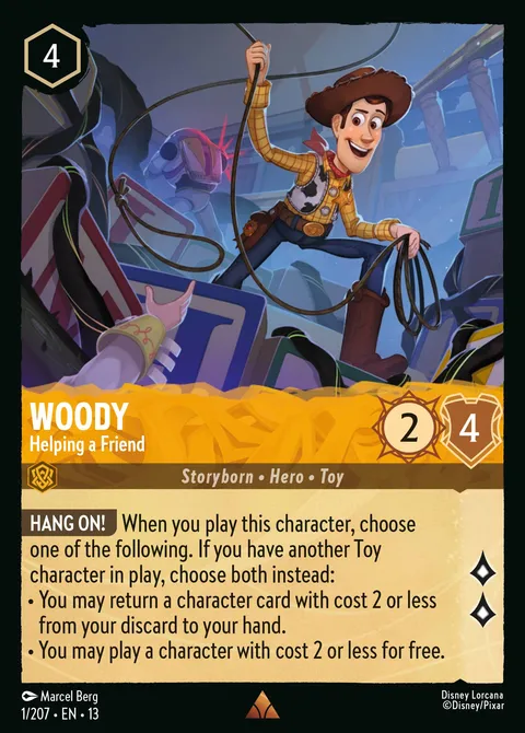 Woody — Helping a Friend Disney Lorcana card