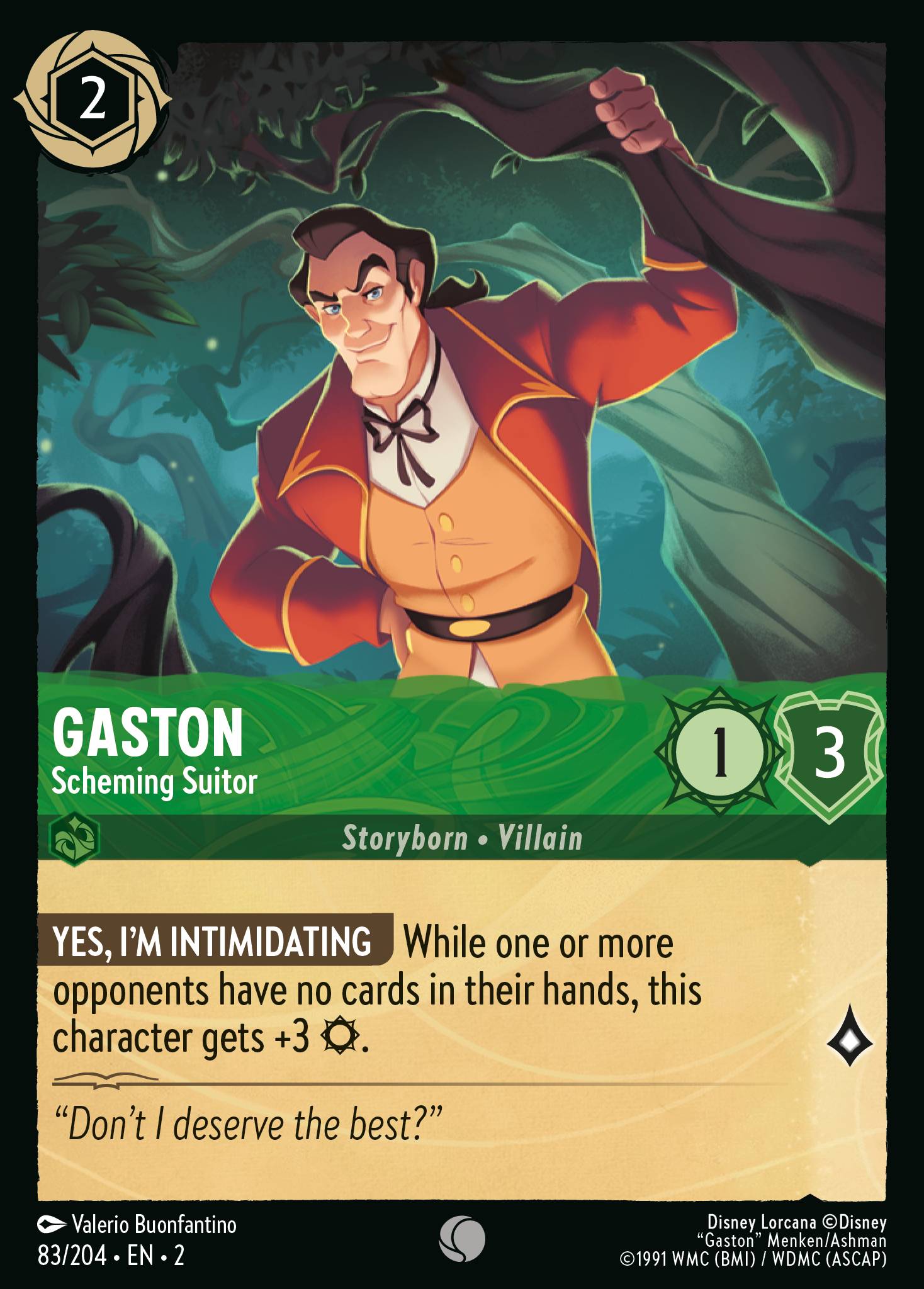 Gaston — Scheming Suitor Disney Lorcana card