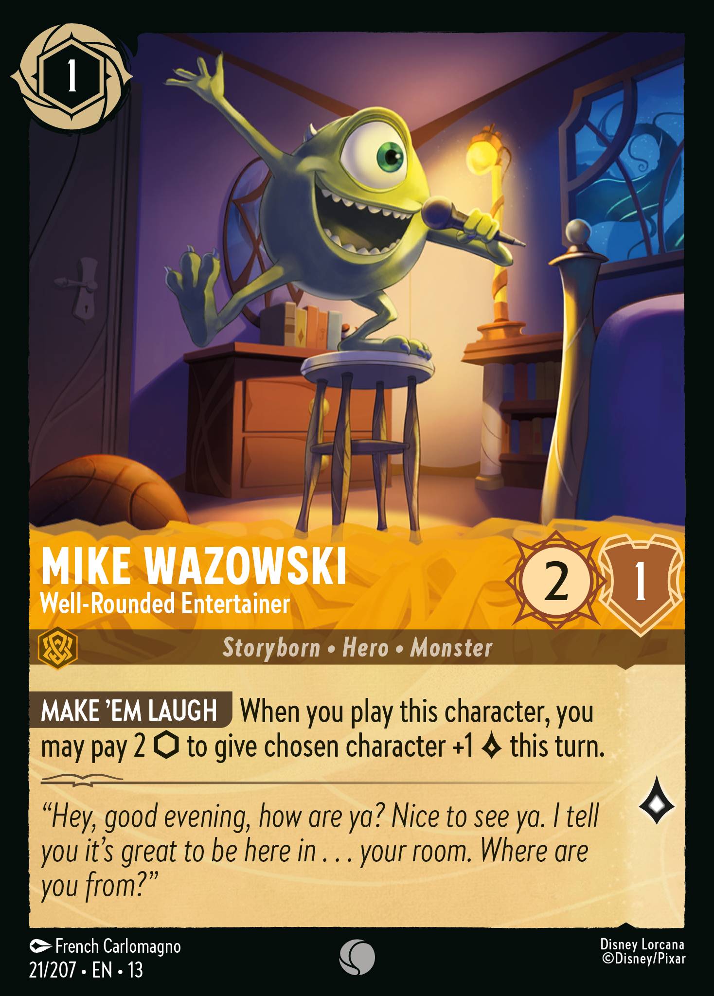 Mike Wazowski — Well-Rounded Entertainer Disney Lorcana card