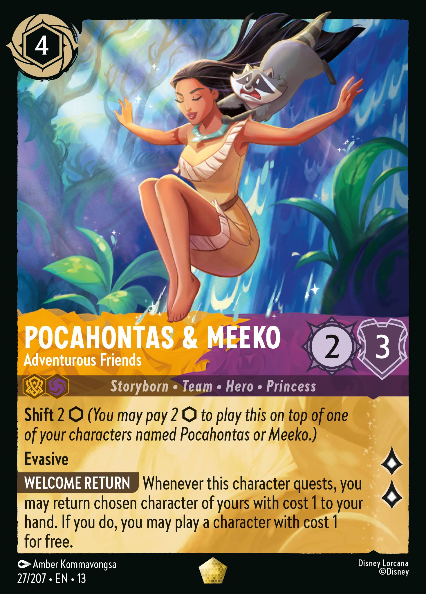 Pocahontas & Meeko — Adventurous Friends Disney Lorcana card