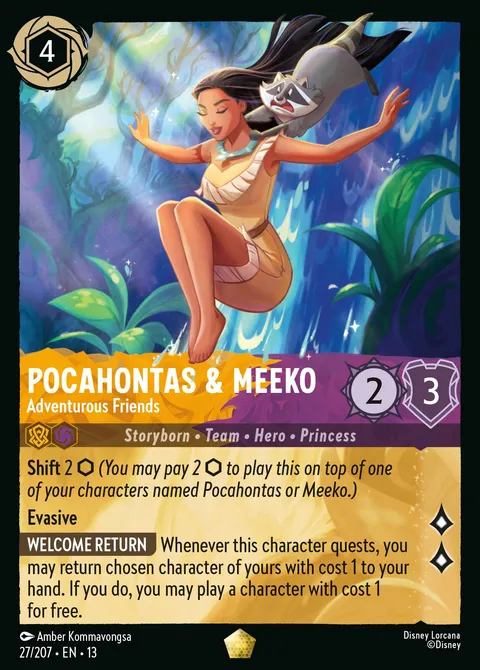 Pocahontas & Meeko — Adventurous Friends Disney Lorcana card