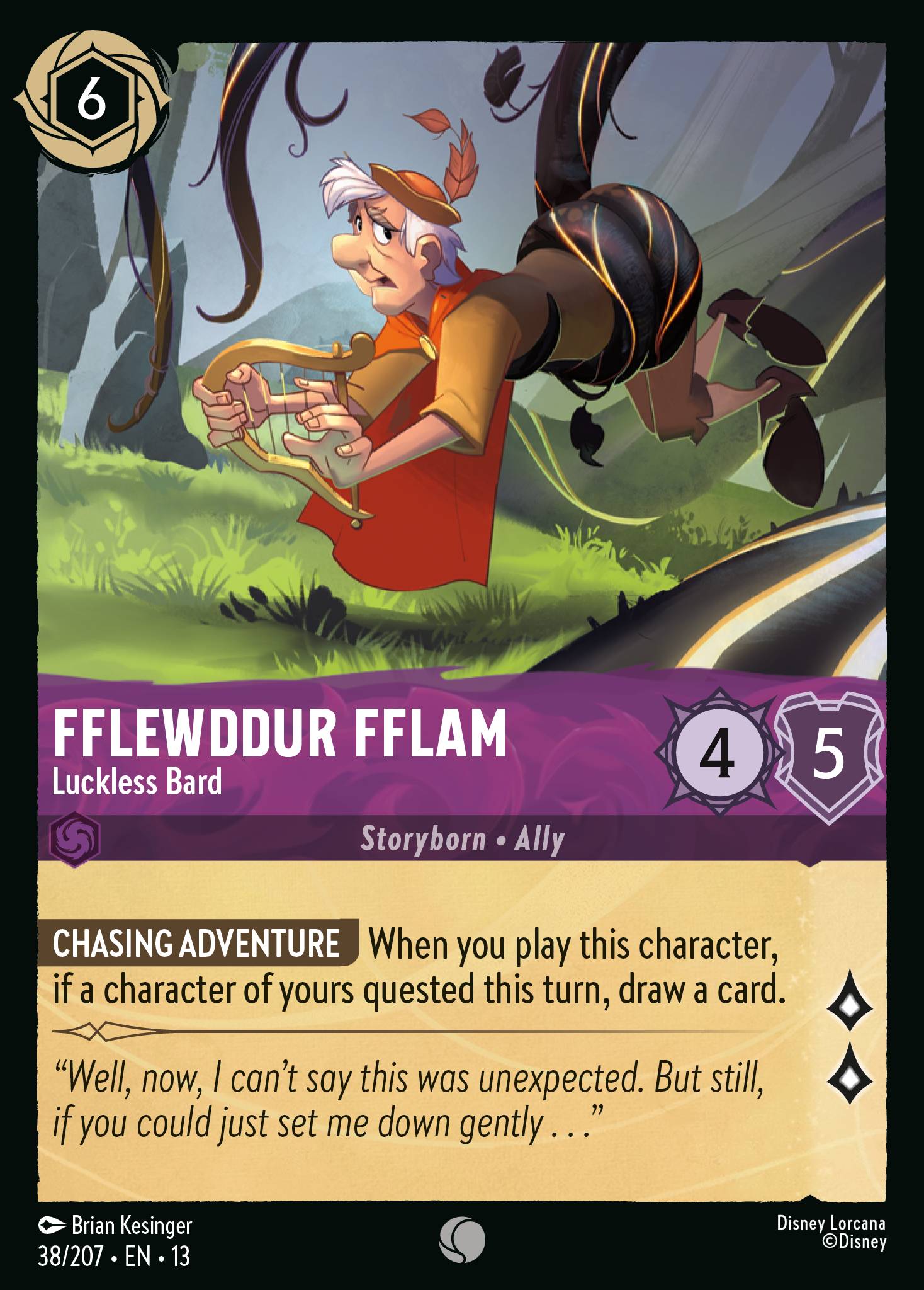 Fflewddur Fflam — Luckless Bard Disney Lorcana card