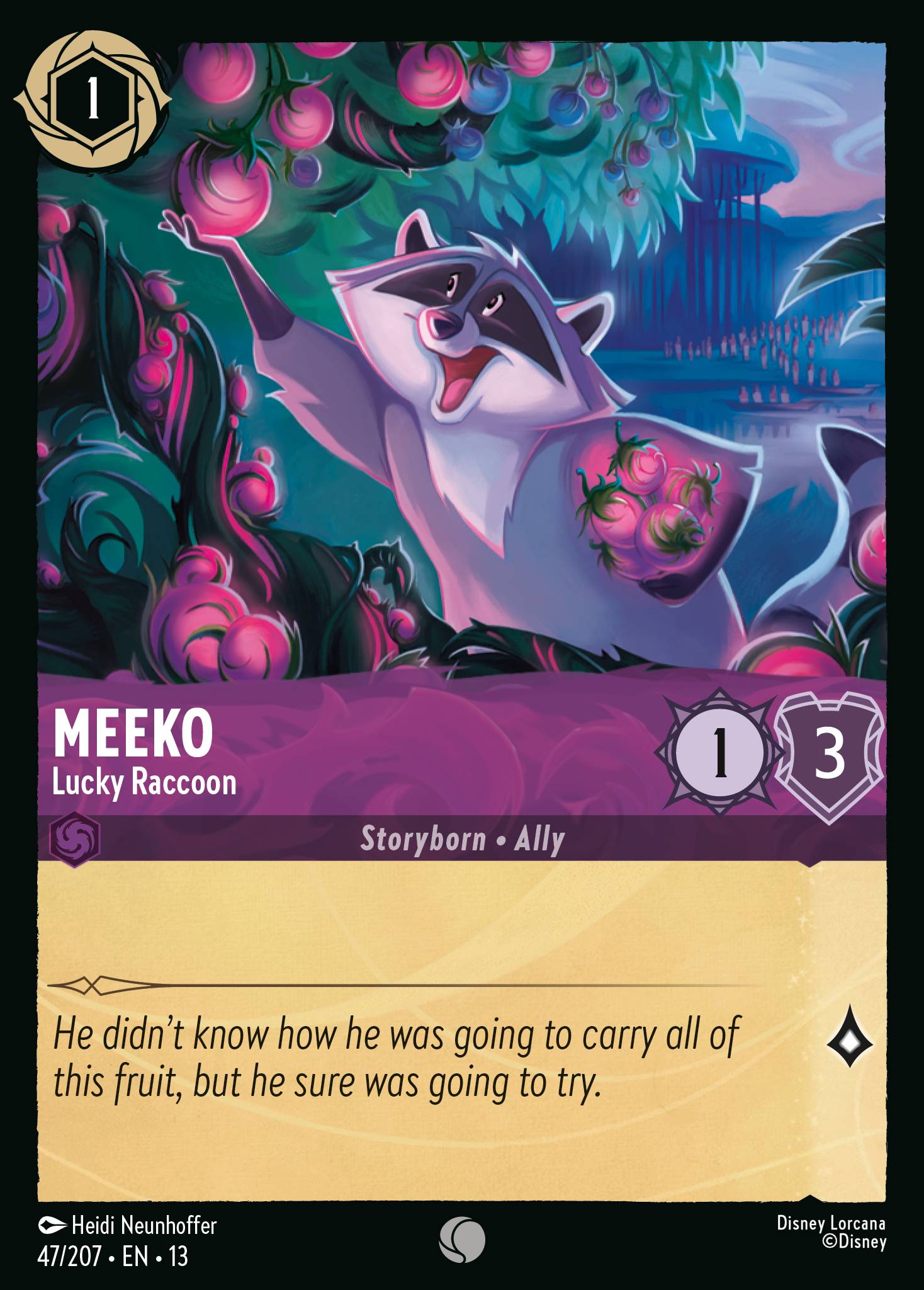 Meeko — Lucky Raccoon Disney Lorcana card