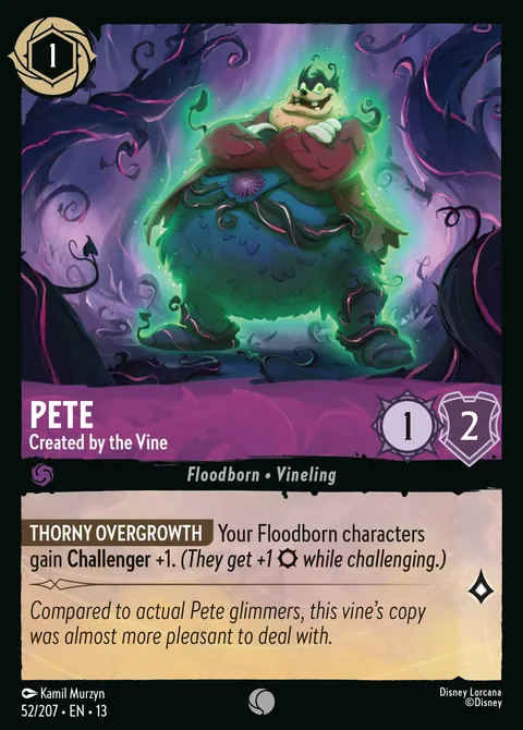 Pete — Created by the Vine Disney Lorcana card