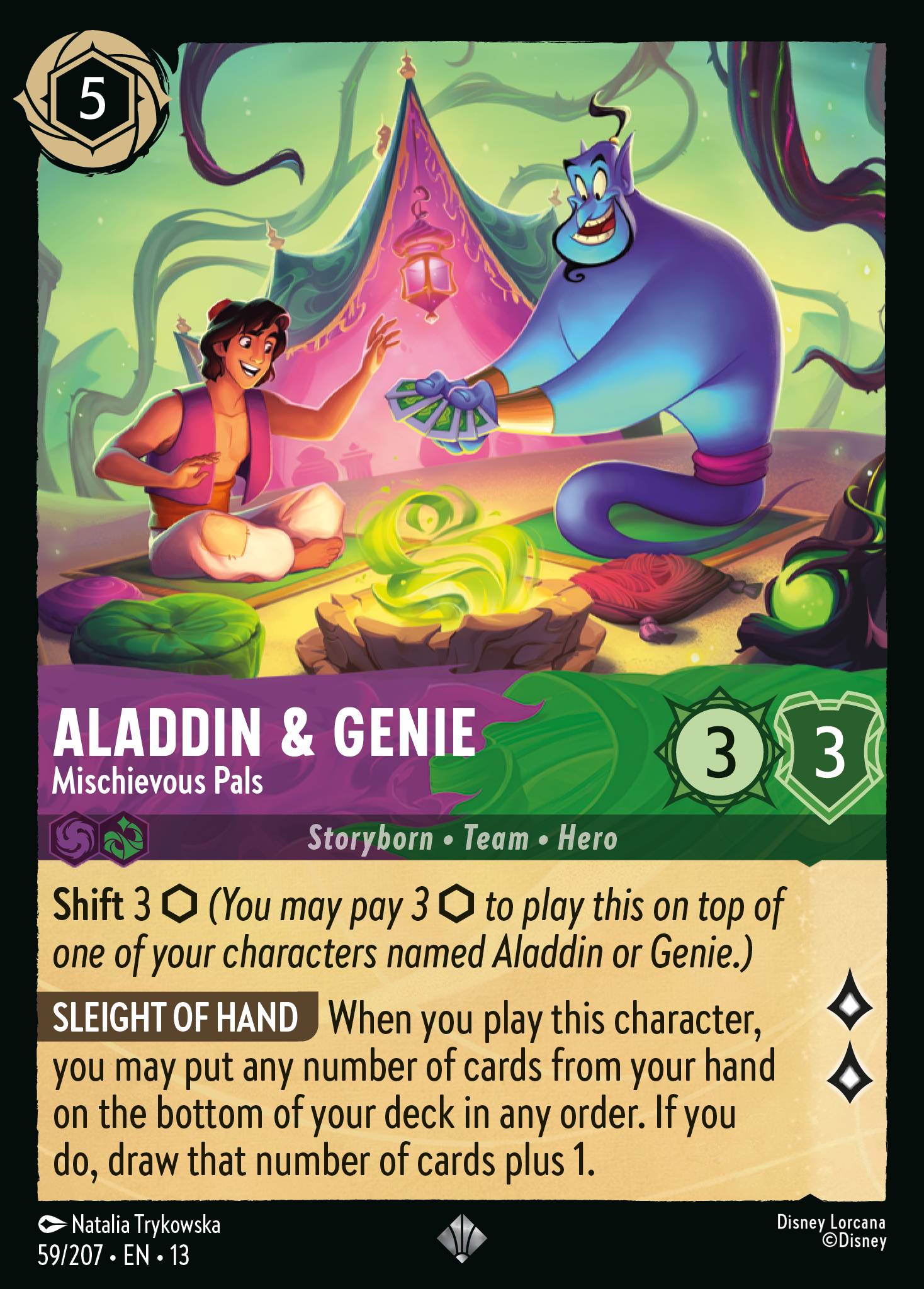 Aladdin & Genie — Mischievous Pals Disney Lorcana card