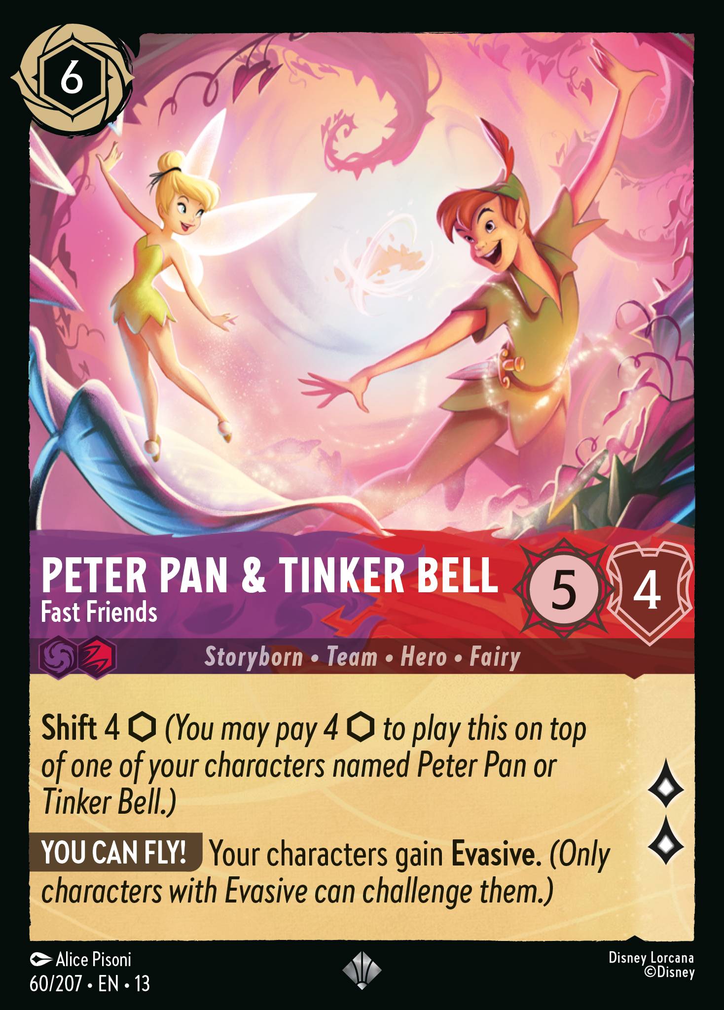 Peter Pan & Tinker Bell — Fast Friends Disney Lorcana card
