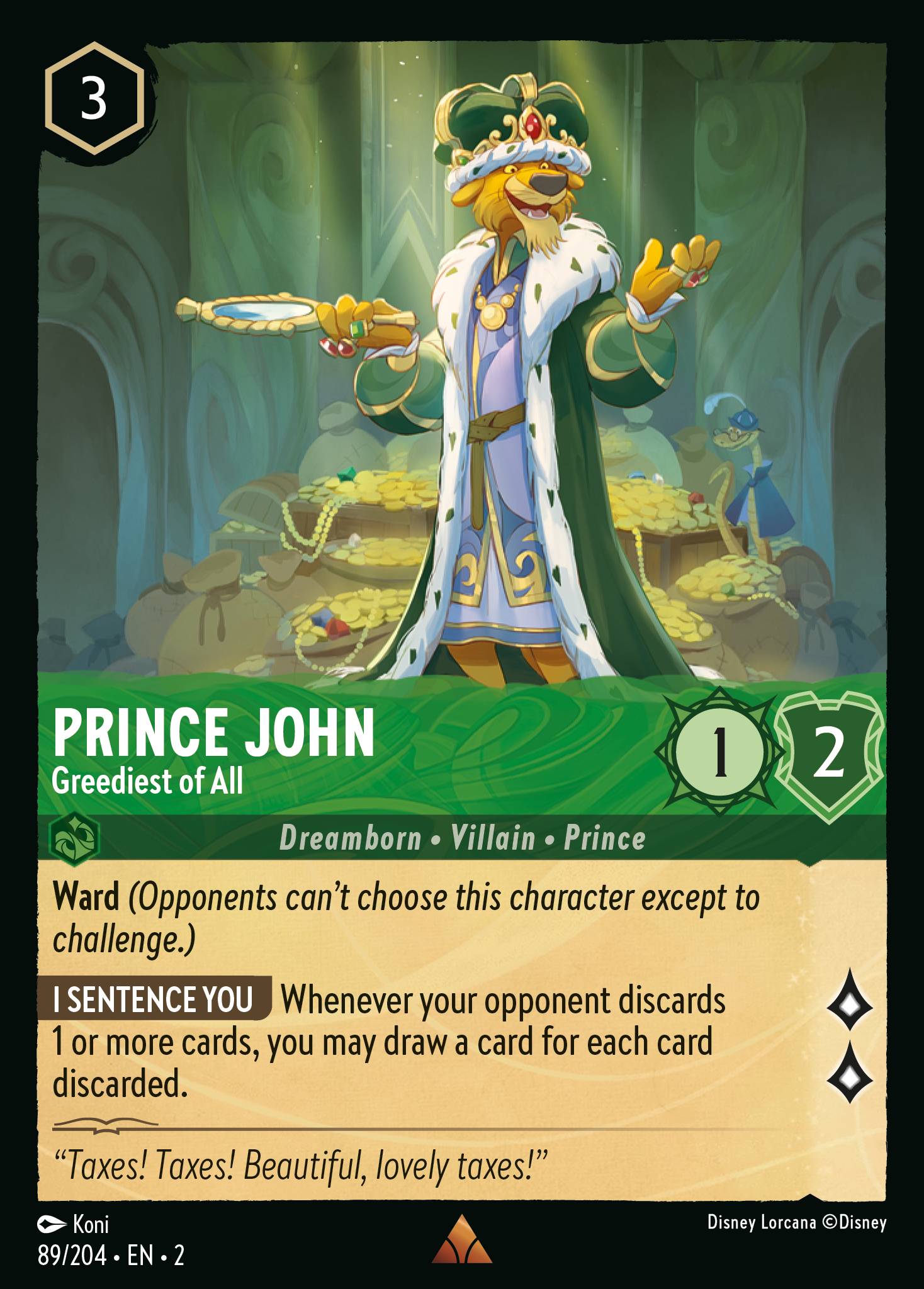 Prince John — Greediest of All Disney Lorcana card