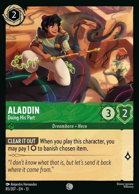 Aladdin — Doing His Part Disney Lorcana card