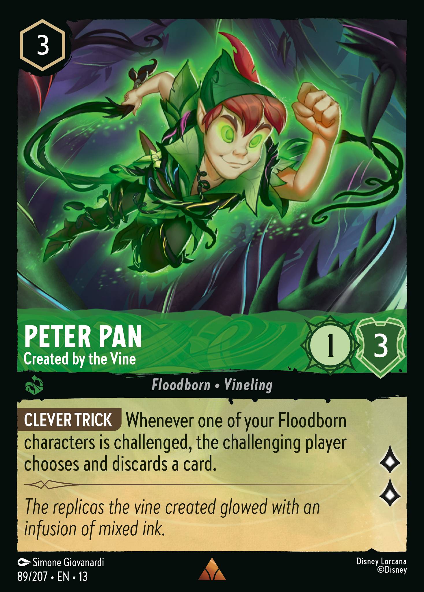 Peter Pan — Created by the Vine Disney Lorcana card