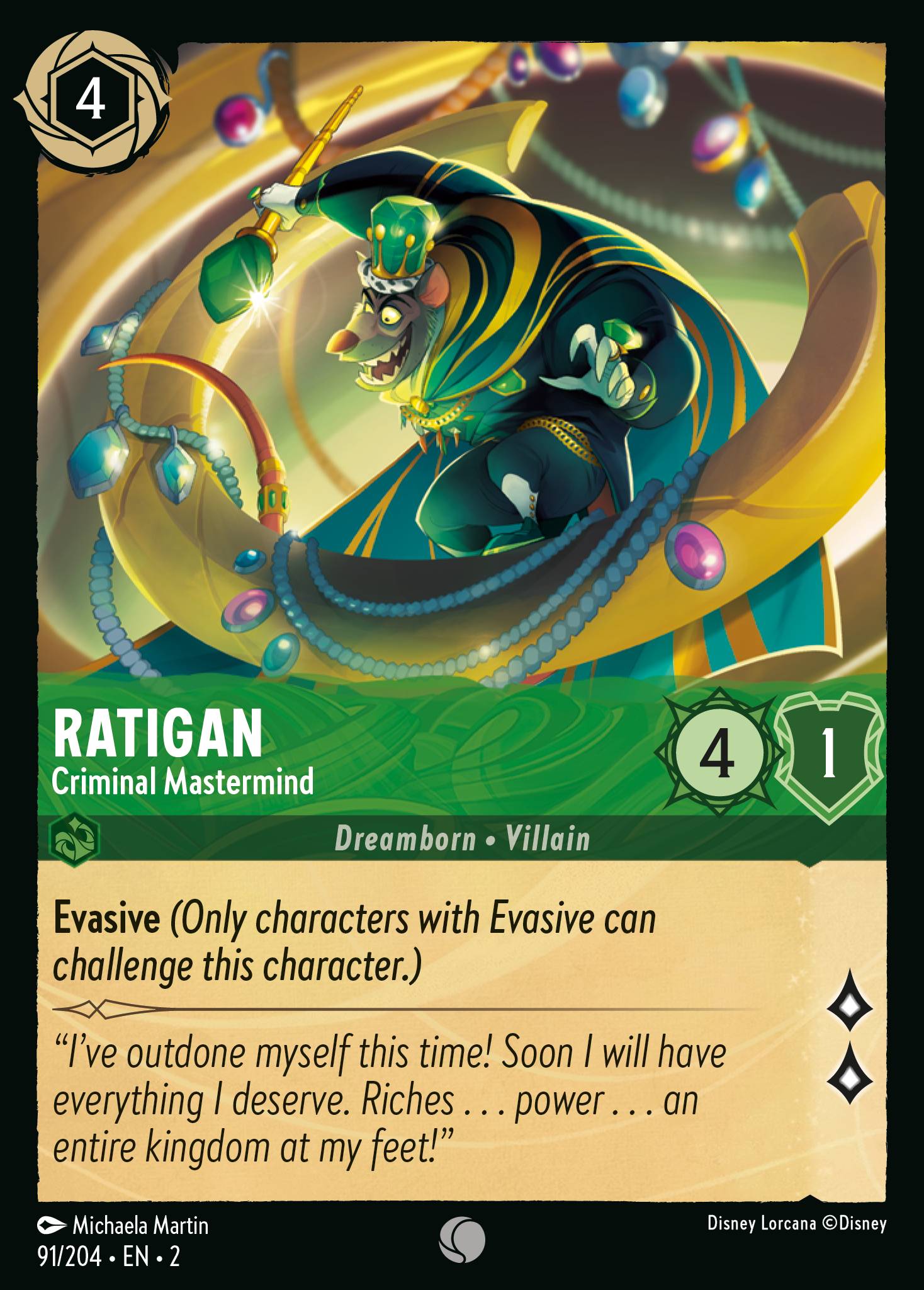 Ratigan — Criminal Mastermind Disney Lorcana card