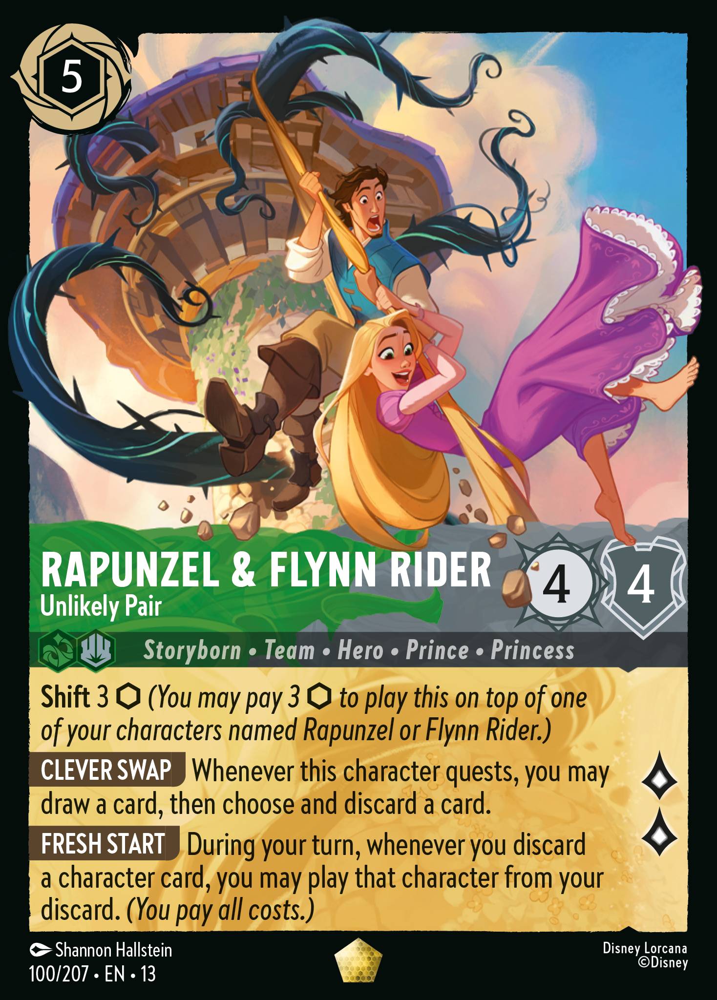 Rapunzel & Flynn Rider — Unlikely Pair Disney Lorcana card
