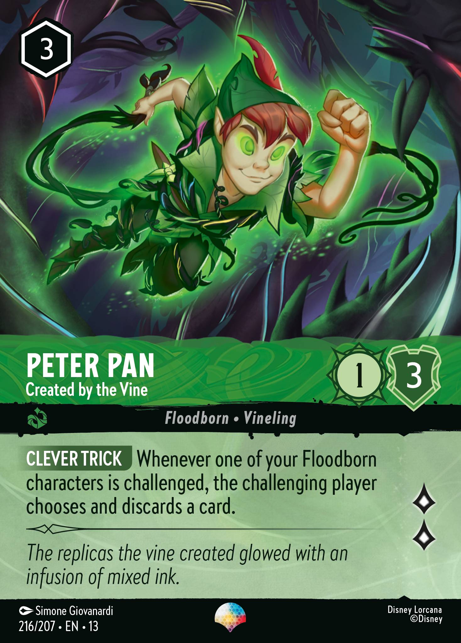 Peter Pan — Created by the Vine Disney Lorcana card