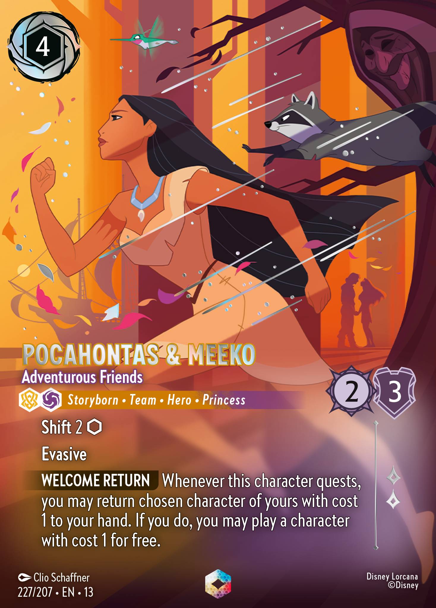 Pocahontas & Meeko — Adventurous Friends Disney Lorcana card