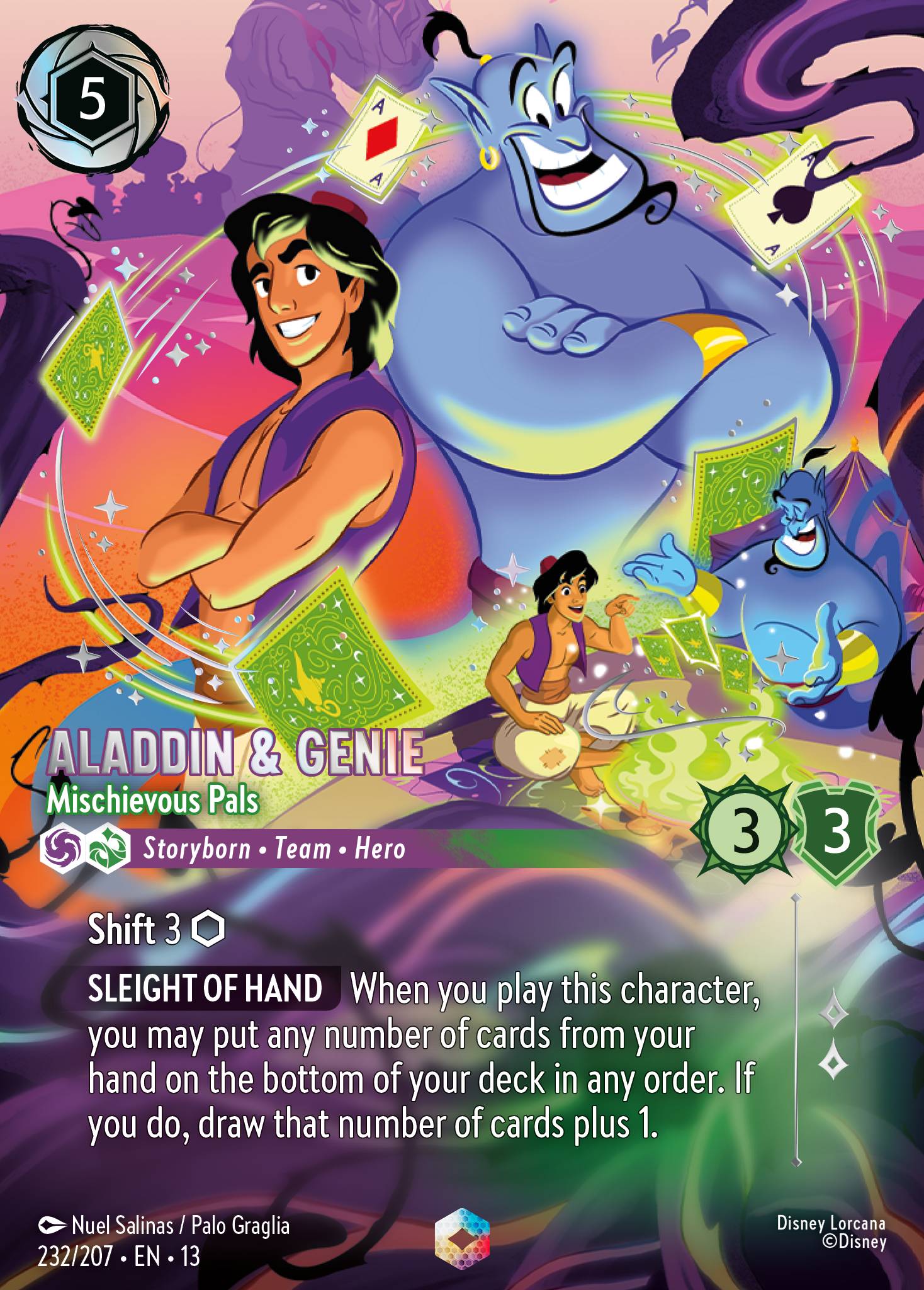 Aladdin & Genie — Mischievous Pals Disney Lorcana card