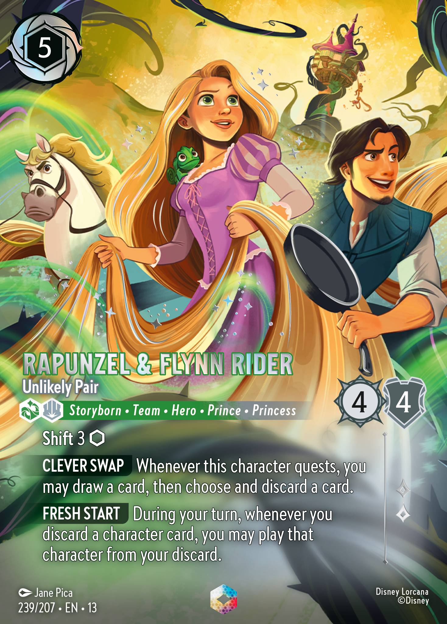 Rapunzel & Flynn Rider — Unlikely Pair Disney Lorcana card