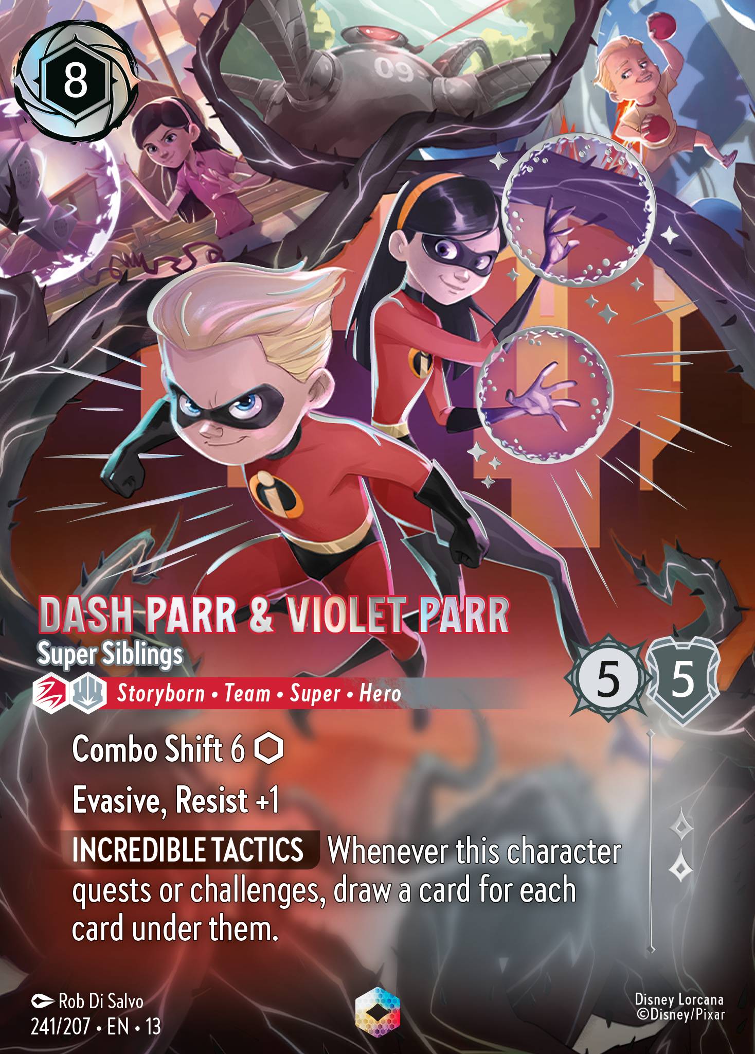 Dash Parr & Violet Parr — Super Siblings Disney Lorcana card