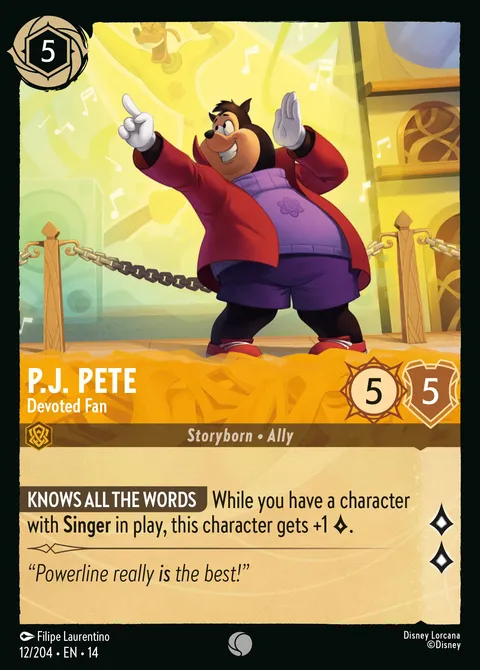 P.J. Pete — Devoted Fan Disney Lorcana card