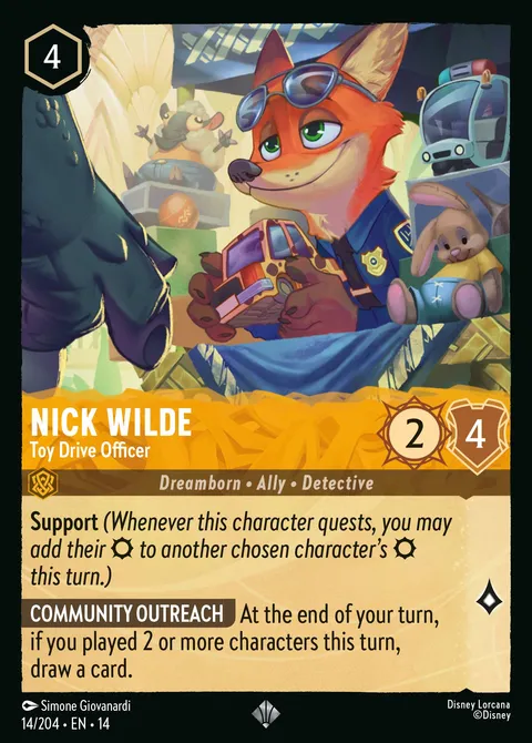 Nick Wilde — Toy Drive Officer Disney Lorcana card