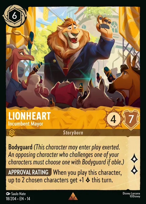 Lionheart — Incumbent Mayor Disney Lorcana card