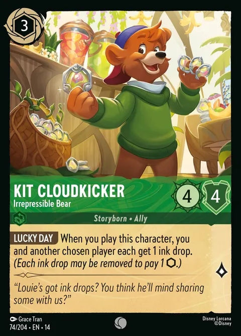 Kit Cloudkicker — Irrepressible Bear Disney Lorcana card