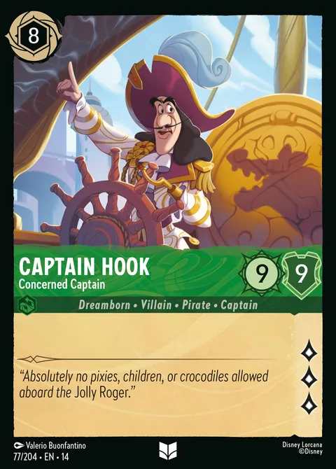 Captain Hook — Concerned Captain Disney Lorcana card