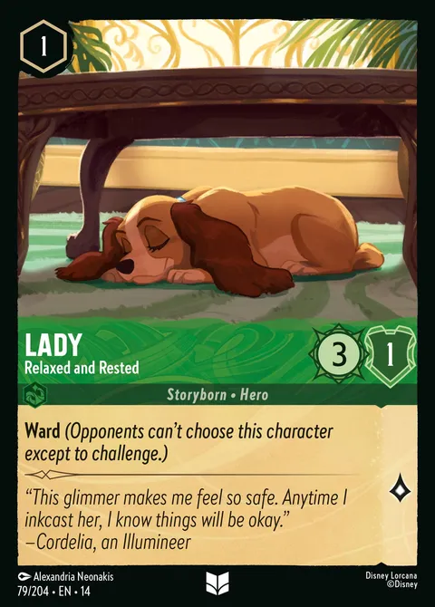Lady — Relaxed and Rested Disney Lorcana card