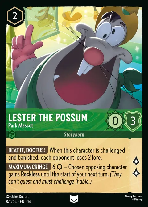 Lester the Possum — Park Mascot Disney Lorcana card