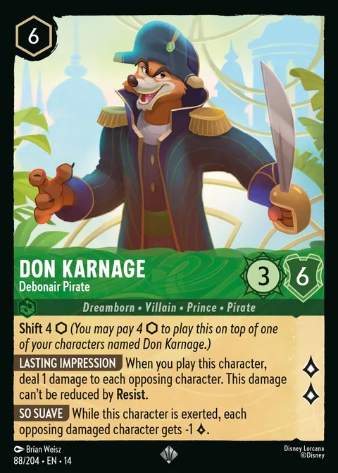 Don Karnage — Debonair Pirate Disney Lorcana card