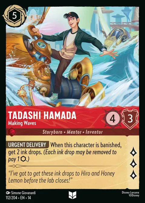 Tadashi Hamada — Making Waves Disney Lorcana card