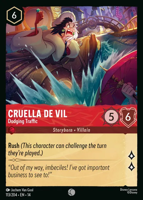 Cruella De Vil — Dodging Traffic Disney Lorcana card