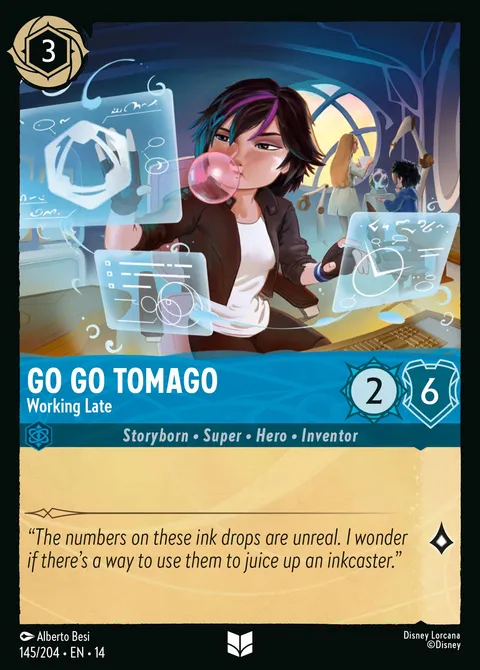 Go Go Tomago — Working Late Disney Lorcana card