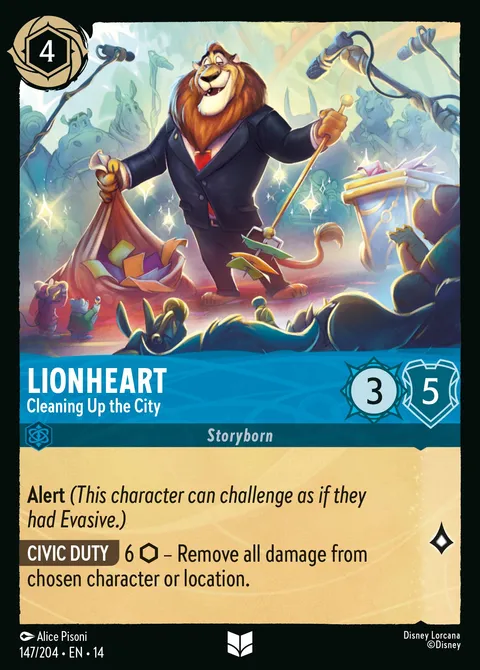Lionheart — Cleaning Up the City Disney Lorcana card