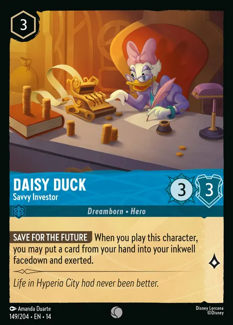 Daisy Duck — Savvy Investor Disney Lorcana card