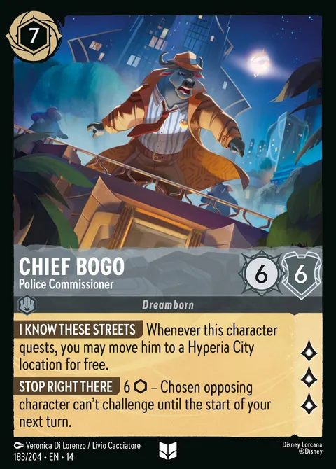 Chief Bogo — Police Commissioner Disney Lorcana card