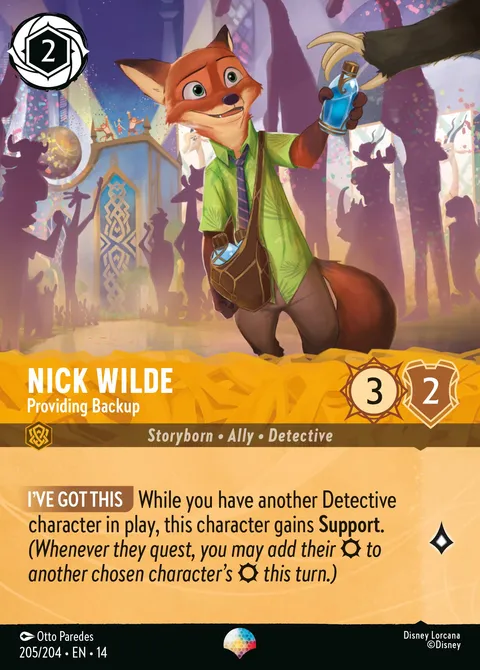 Nick Wilde — Providing Backup Disney Lorcana card