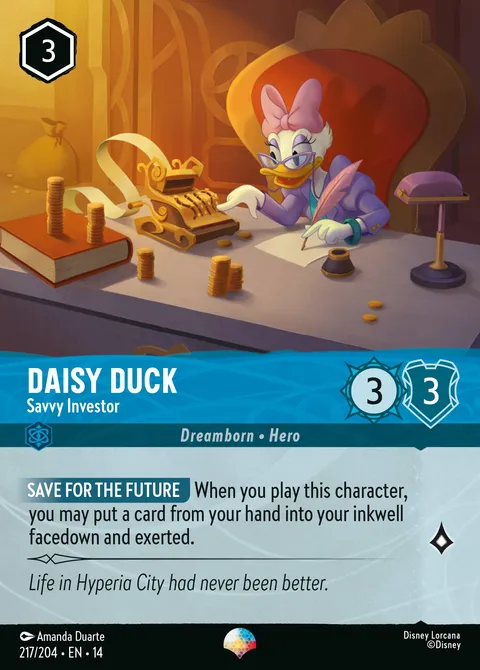 Daisy Duck — Savvy Investor Disney Lorcana card