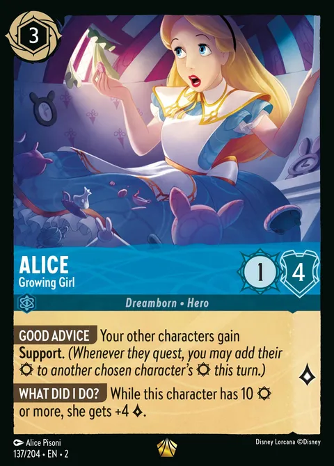 Alice — Growing Girl Disney Lorcana card