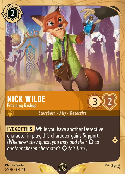 Nick Wilde — Providing Backup Disney Lorcana card