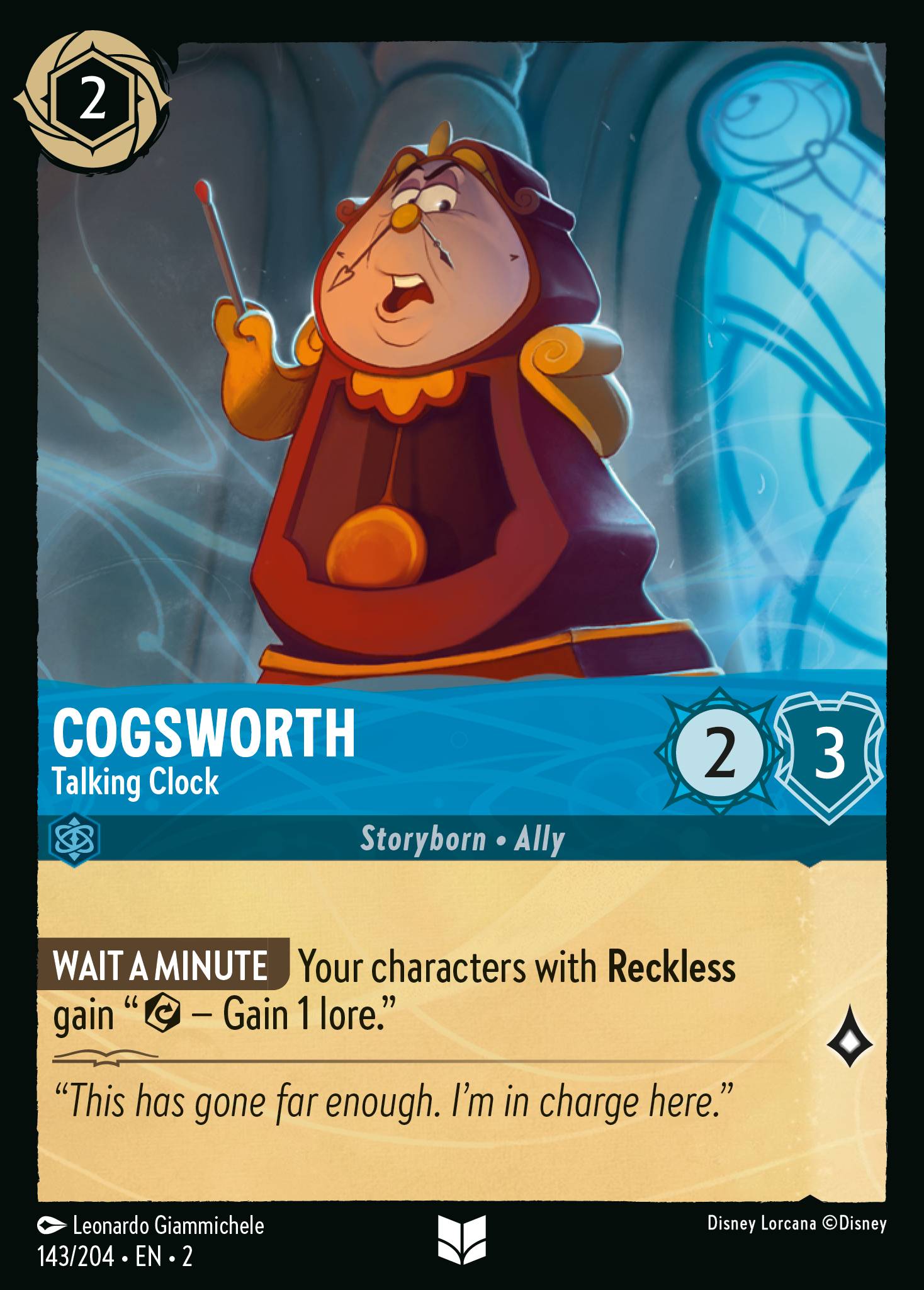 Cogsworth — Talking Clock Disney Lorcana card