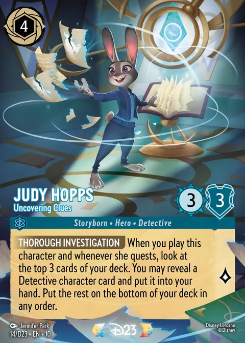 Judy Hopps — Uncovering Clues Disney Lorcana card