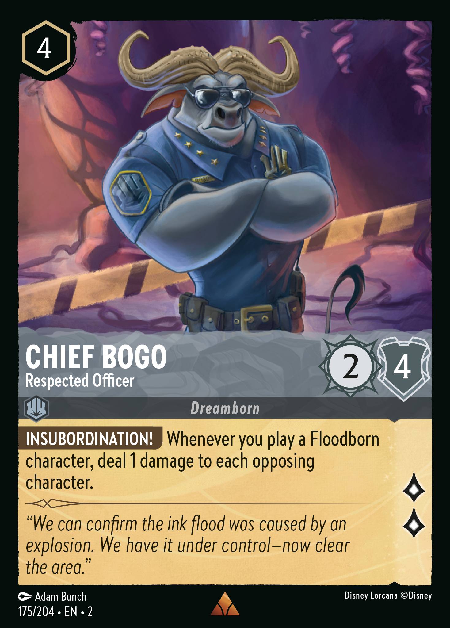 Chief Bogo — Respected Officer Disney Lorcana card