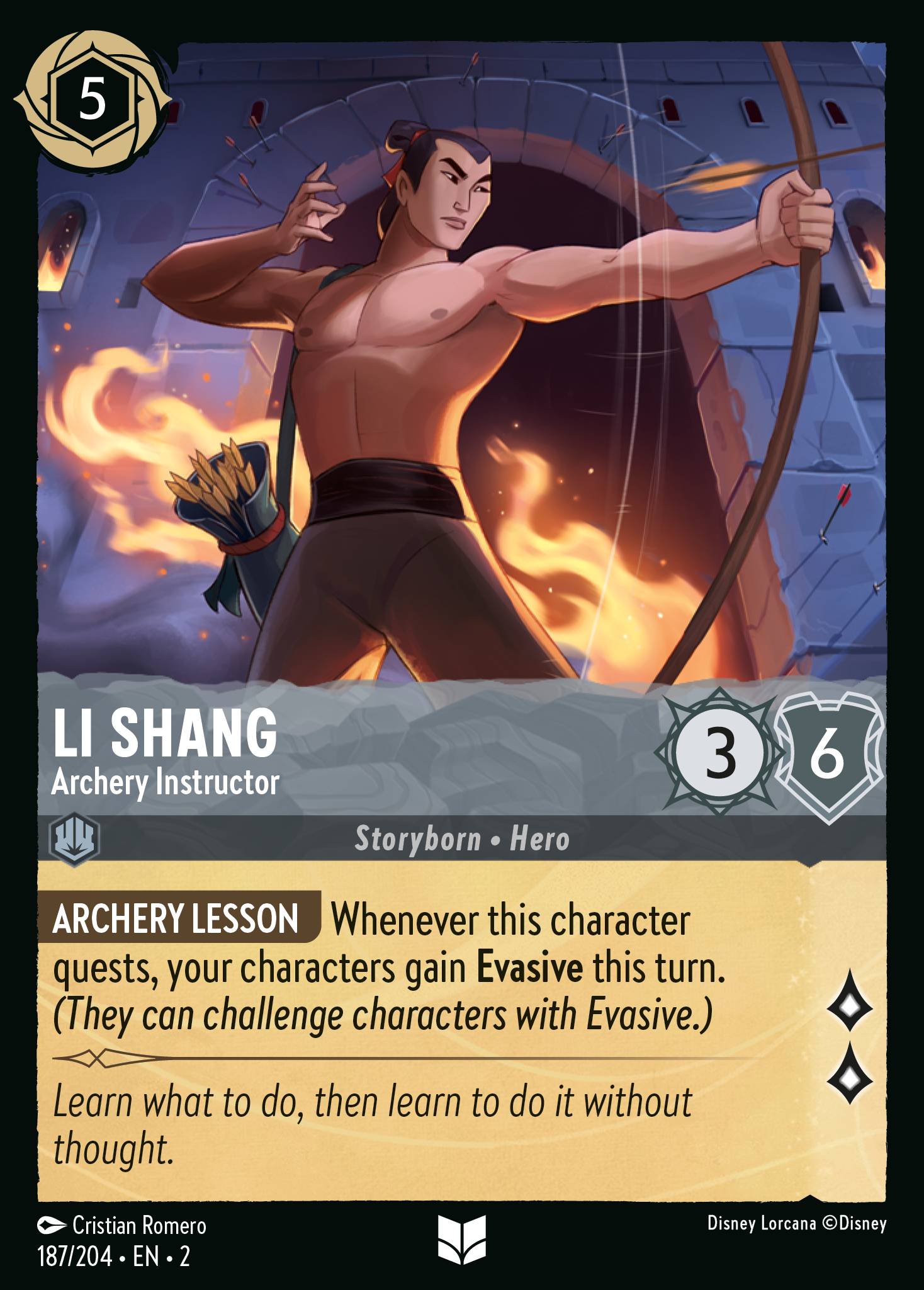 Li Shang — Archery Instructor Disney Lorcana card