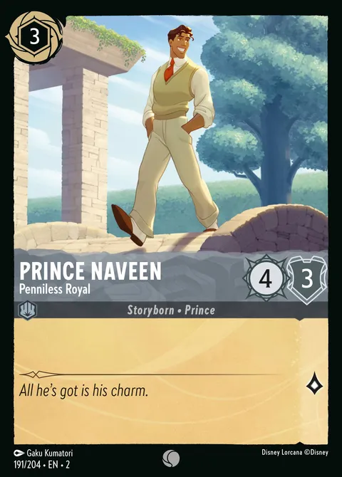 Prince Naveen — Penniless Royal Disney Lorcana card