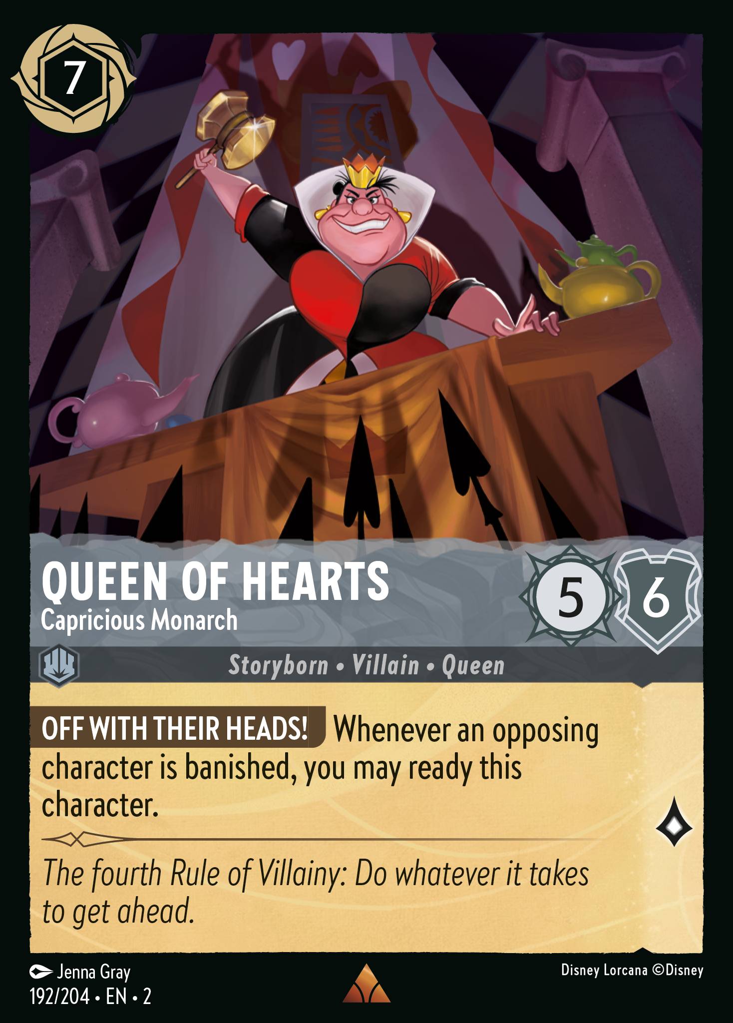 Queen of Hearts — Capricious Monarch Disney Lorcana card