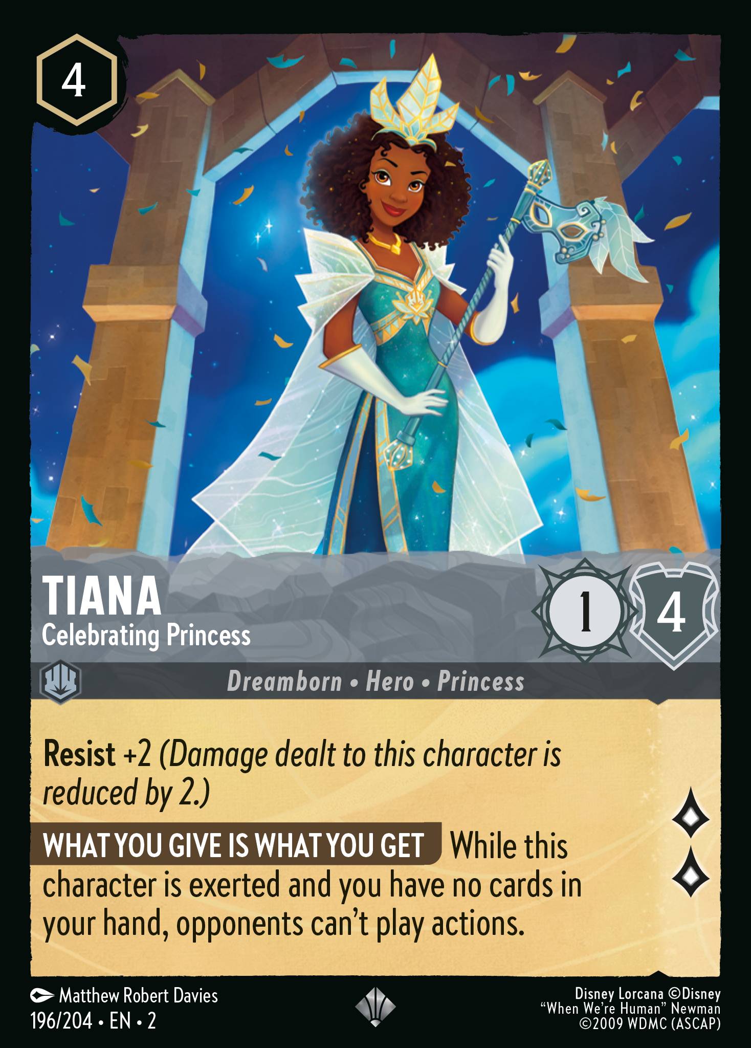 Tiana — Celebrating Princess Disney Lorcana card