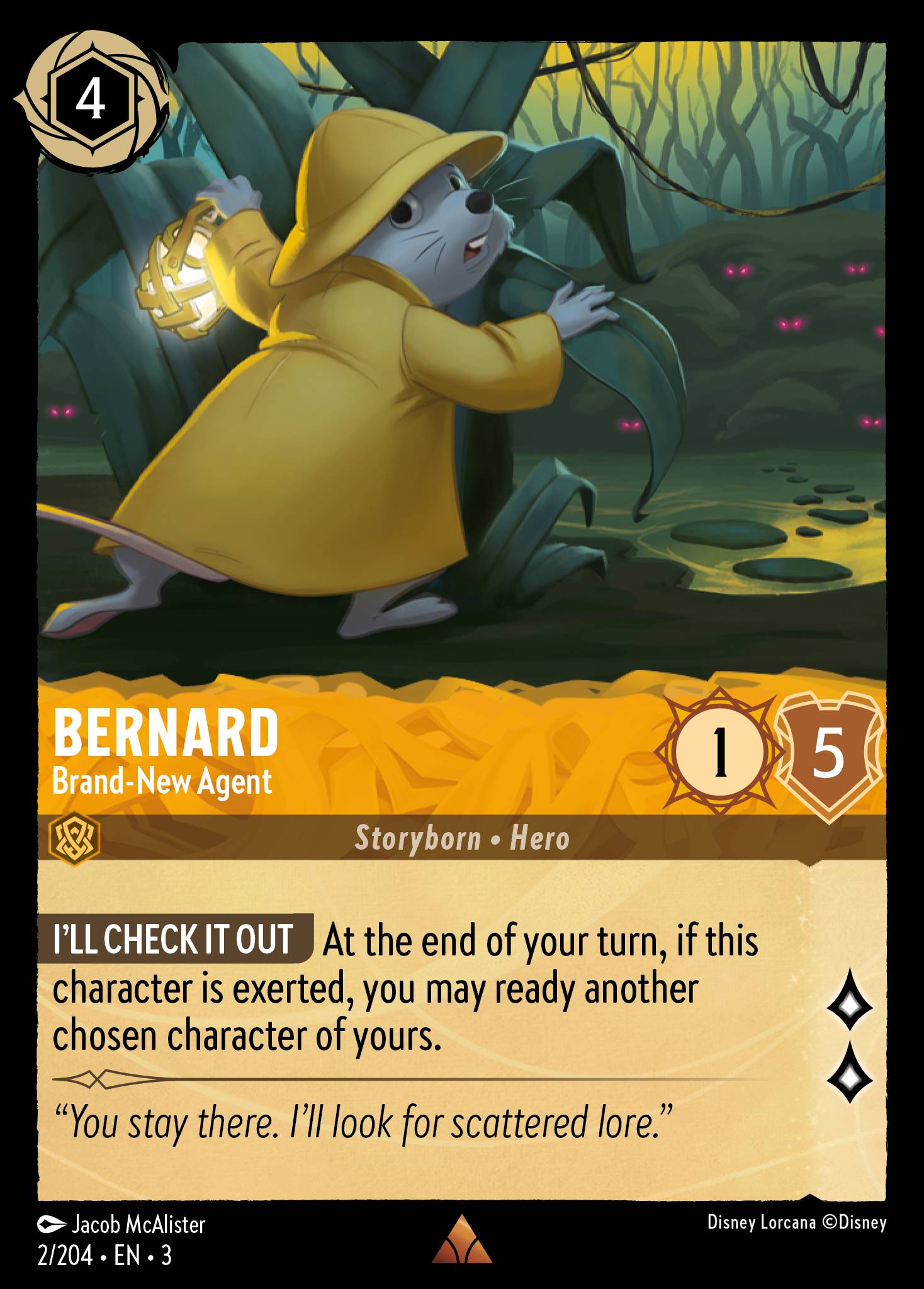 Bernard — Brand-New Agent Disney Lorcana card