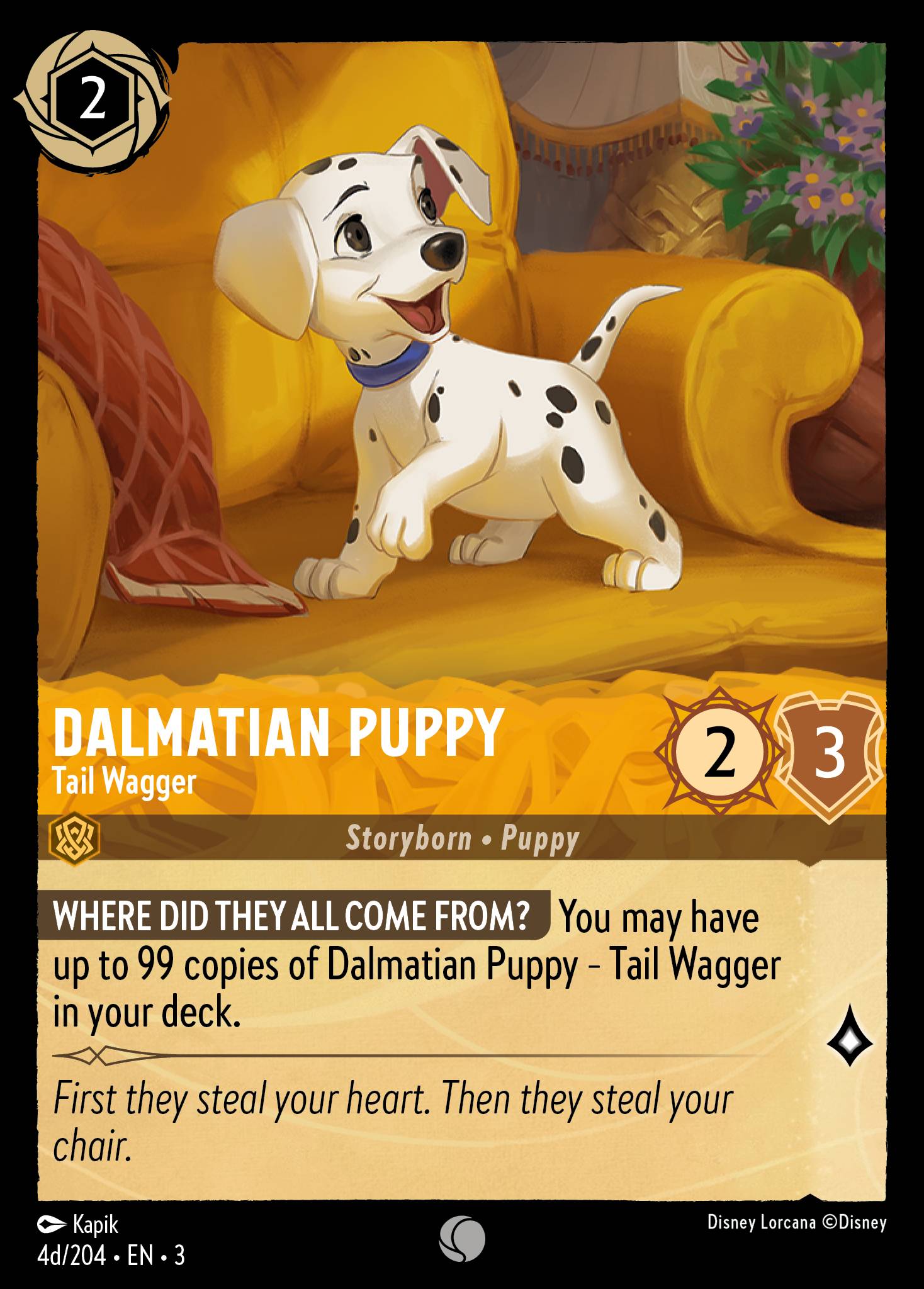 Dalmatian Puppy — Tail Wagger Disney Lorcana card